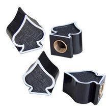 Afbeelding in Gallery-weergave laden, Simoni Racing ventieldoppen Black Spades Zwart/Wit 4 stuks