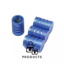 Afbeelding in Gallery-weergave laden, TT-products ventieldoppen 3-rings Blue aluminium 4 stuks blauw