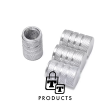 Afbeelding in Gallery-weergave laden, TT-products ventieldoppen 3-rings Silver aluminium 4 stuks zilver