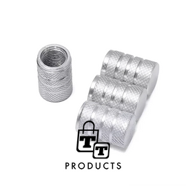 TT-products ventieldoppen 3-rings Silver aluminium 4 stuks zilver