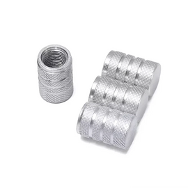 TT-products ventieldoppen 3-rings Silver aluminium 4 stuks zilver