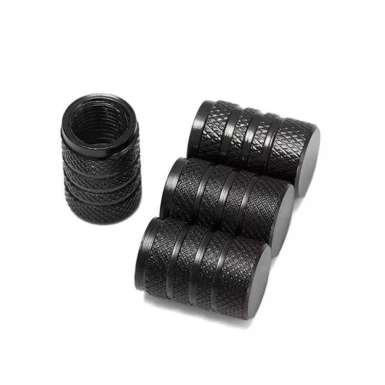 TT-products ventieldoppen 3-rings Black aluminium 4 stuks zwart