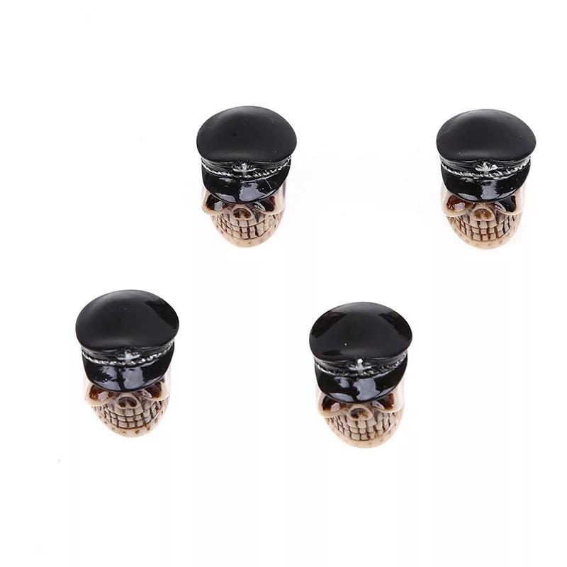 DTouch ventieldoppen Black General Skull zwart/beige 4 stuks