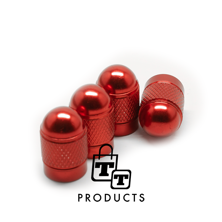 TT-products ventieldoppen Red Bullets aluminium 4 stuks Rood