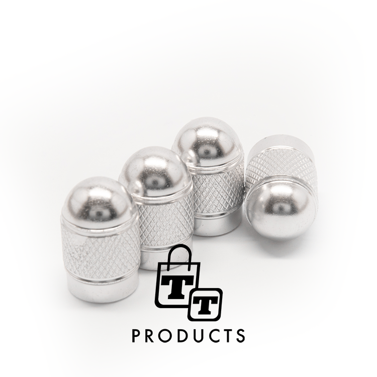 TT-products ventieldoppen Silver Bullets aluminium 4 stuks zilver