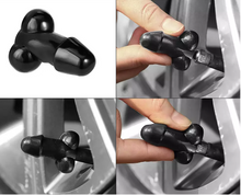 Afbeelding in Gallery-weergave laden, Tirecockz ventieldoppen cover penis / piemel siliconen 4 stuks zwart