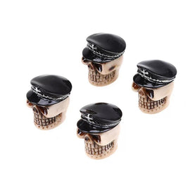 DTouch ventieldoppen Black General Skull zwart/beige 4 stuks