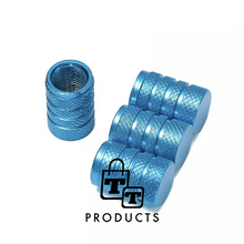 Afbeelding in Gallery-weergave laden, TT-products ventieldoppen 3-rings Light Blue aluminium 4 stuks lichtblauw