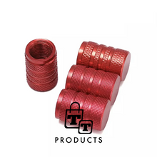Afbeelding in Gallery-weergave laden, TT-products ventieldoppen 3-rings Red aluminium 4 stuks rood