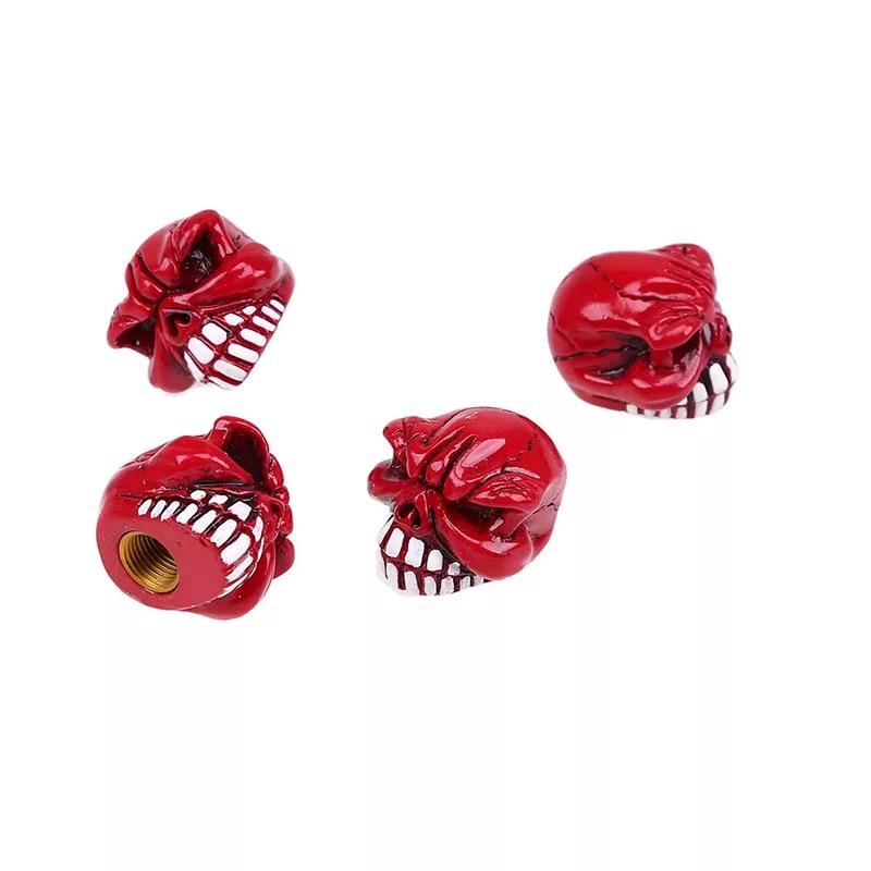 DTouch ventieldoppen Angry Red Skull rood 4 stuks