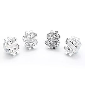 TT-products ventieldoppen Dollar sign zilver 4 stuks