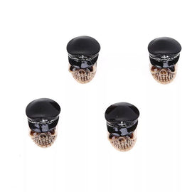 DTouch ventieldoppen Black General Skull zwart/beige 4 stuks
