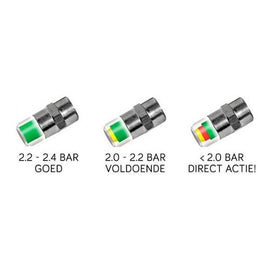 TT-products ventieldoppen met bandenspanningmeter (2.4 bar) 4 stuks