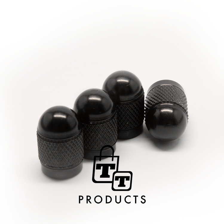 TT-products ventieldoppen Black Bullets aluminium 4 stuks zwart