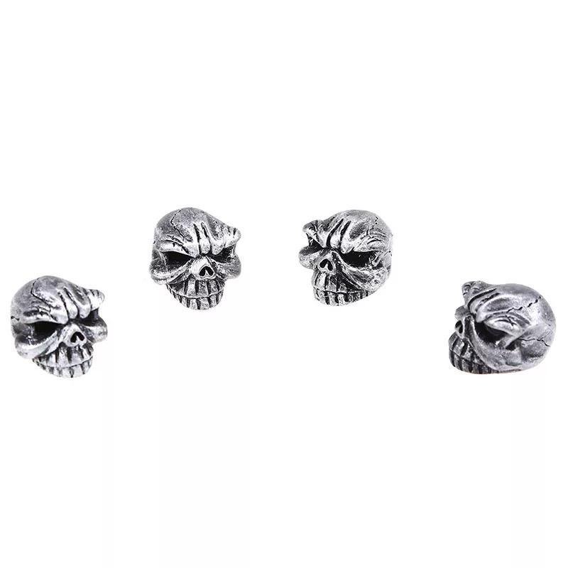 DTouch ventieldoppen Angry Silver Skull zilver 4 stuks