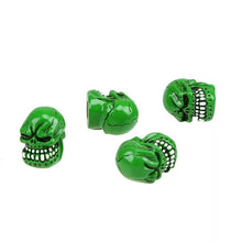 Afbeelding in Gallery-weergave laden, DTouch ventieldoppen Green Skull groen 4 stuks