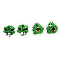 Afbeelding in Gallery-weergave laden, DTouch ventieldoppen Angry Green Skull groen 4 stuks