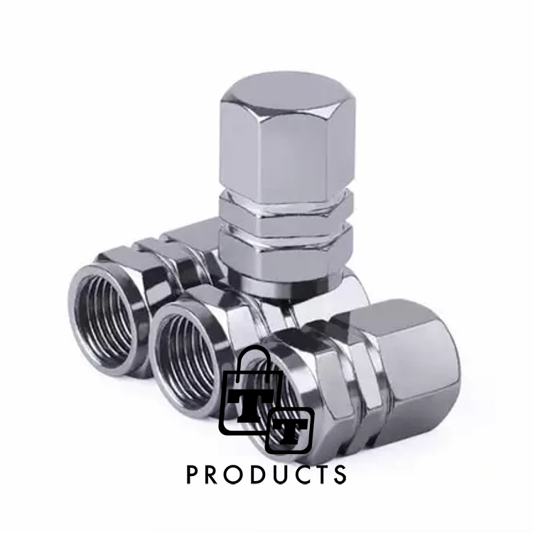 TT-products ventieldopppen hexagon grey aluminium 4 stuks grijs