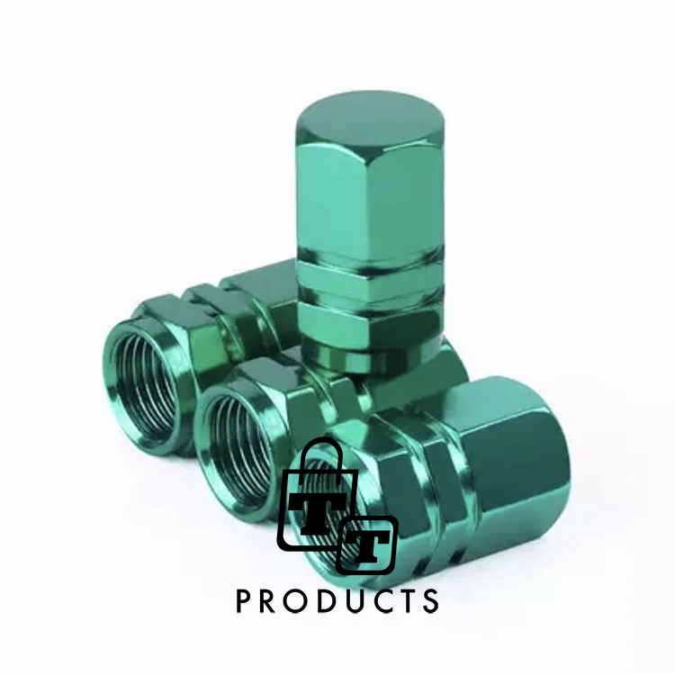 TT-products ventieldopppen hexagon green aluminium 4 stuks groen