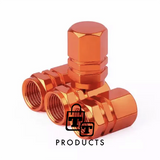 TT-products ventieldopppen hexagon orange aluminium 4 stuks oranje