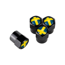 Afbeelding in Gallery-weergave laden, TT-products ventieldoppen aluminium Zweedse vlag zwart 4 stuks