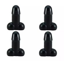 Afbeelding in Gallery-weergave laden, Tirecockz ventieldoppen cover penis / piemel siliconen 4 stuks zwart