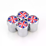 TT-products ventieldoppen aluminium Britse vlag zilver 4 stuks