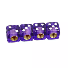 Afbeelding in Gallery-weergave laden, TT-products ventieldoppen Dice Clear Purple dobbelstenen 4 stuks paars