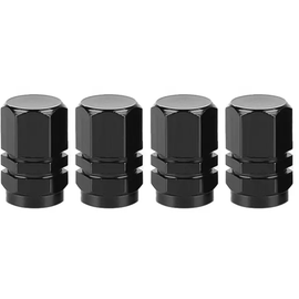 TT-products ventieldopppen hexagon black aluminium 4 stuks zwart