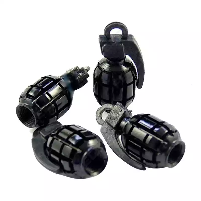 TT-products ventieldoppen Black Grenades handgranaat 4 stuks zwart