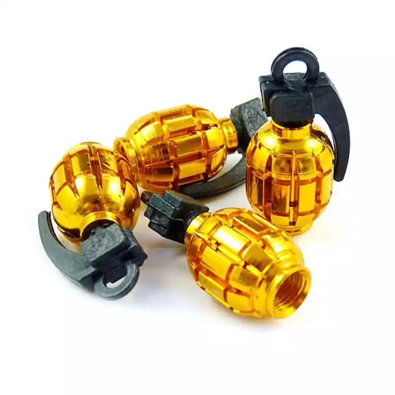 TT-products ventieldoppen Gold Grenades handgranaat 4 stuks goud