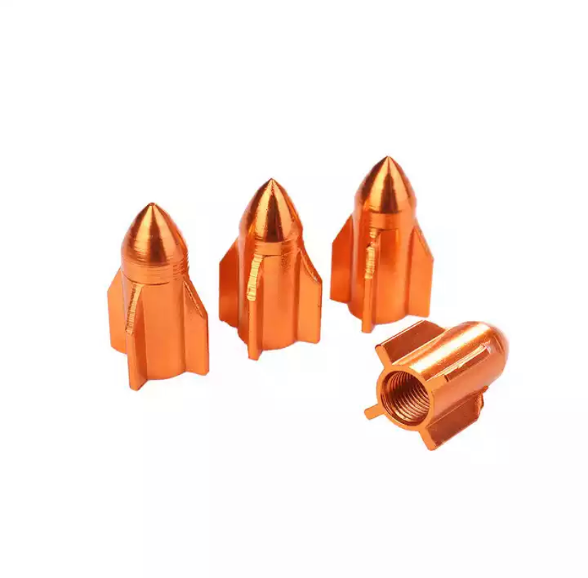 TT-products ventieldoppen Orange Rockets aluminium 4 stuks oranje