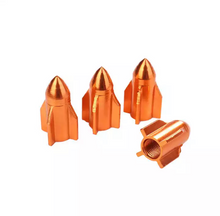 Afbeelding in Gallery-weergave laden, TT-products ventieldoppen Orange Rockets aluminium 4 stuks oranje
