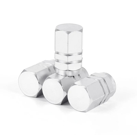 TT-products ventieldopppen hexagon silver aluminium 4 stuks zilver