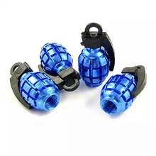 Afbeelding in Gallery-weergave laden, TT-products ventieldoppen Blue Grenades handgranaat 4 stuks blauw