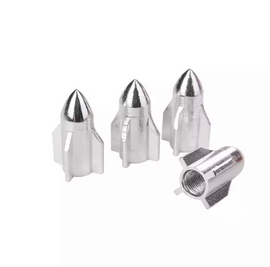 TT-products ventieldoppen Silver Rockets aluminium 4 stuks zilver