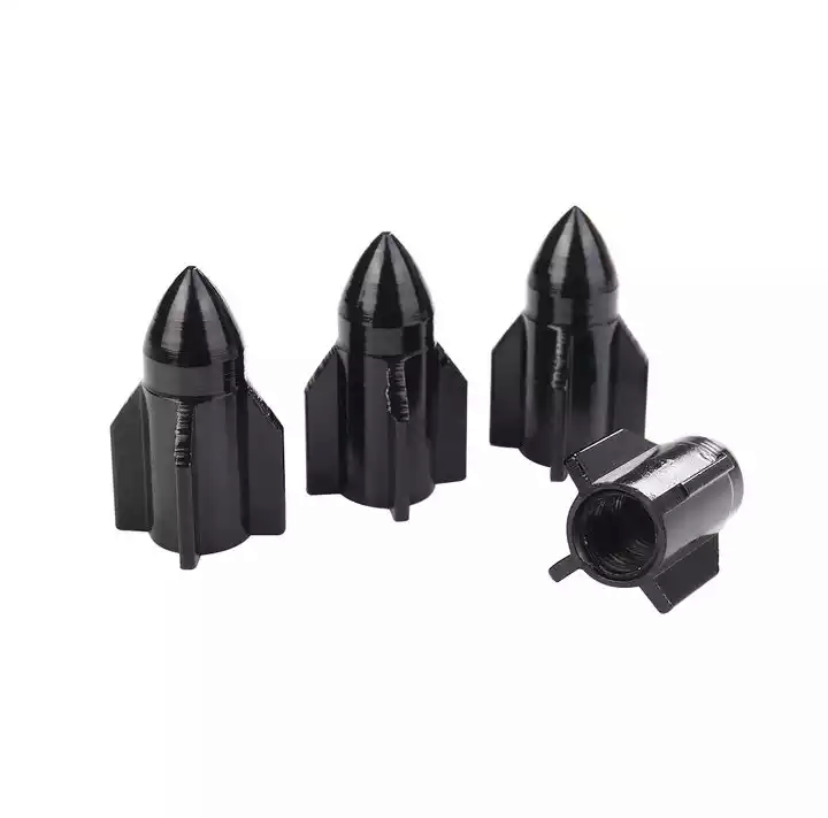 TT-products ventieldoppen Black Rockets aluminium 4 stuks zwart