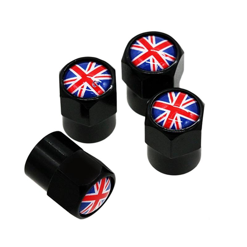 TT-products ventieldoppen aluminium Britse vlag zwart 4 stuks